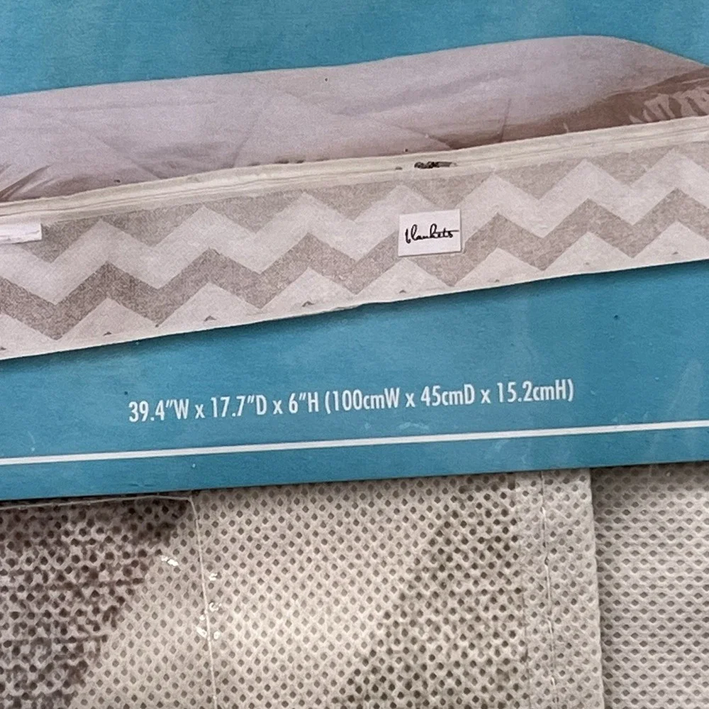 Under Bed Storage Bag Zippered Dust Proof Handles Chevron Tan Taupe New